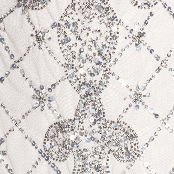 NEW! Adrianna Papell Beaded Trumpet Gown Sequin Platinum Grey RARE [SZ 10‎ ] - Picture 6 of 7